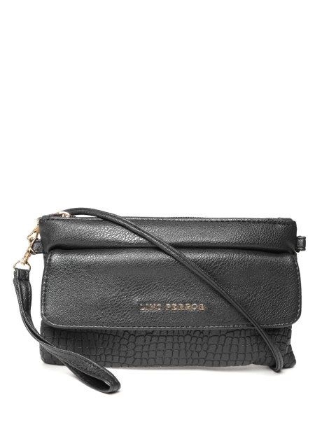 

Lino Perros Black Croc-Textured Sling Bag