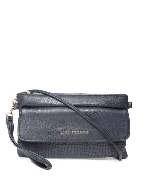 

Lino Perros Navy Croc-Textured Sling Bag, Navy blue