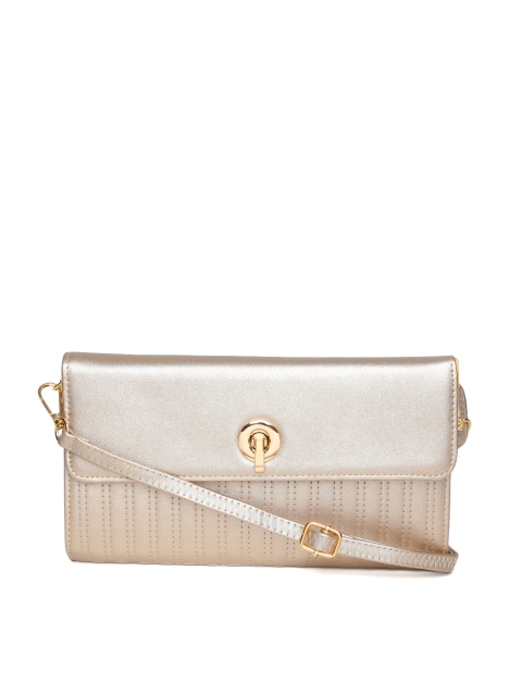 

Lino Perros Muted Gold-Toned Quilted Clutch with Sling Strap