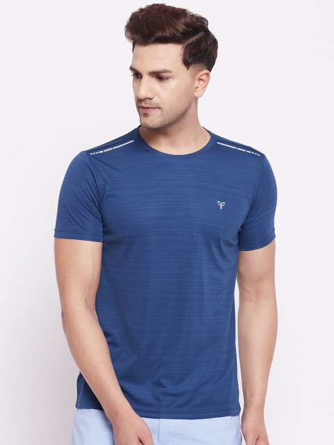 

POKER ACTIVE Men Blue Regular Fit Training or Gym T-shirt