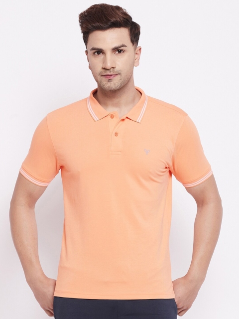 

POKER ACTIVE Men Peach-Coloured Polo Collar T-shirt