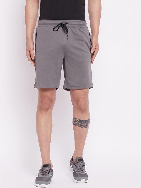 

POKER ACTIVE Men Grey Slim Fit High-Rise Training or Gym Sports Shorts