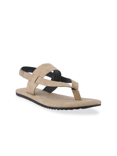 

SKO Boys Beige Solid Leather Comfort Sandals