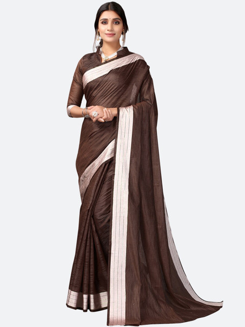 

SIRIL Brown Solid Polycotton Saree
