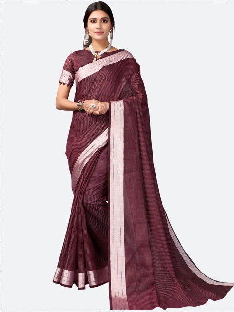 

SIRIL Purple & Silver-Toned Zari Saree