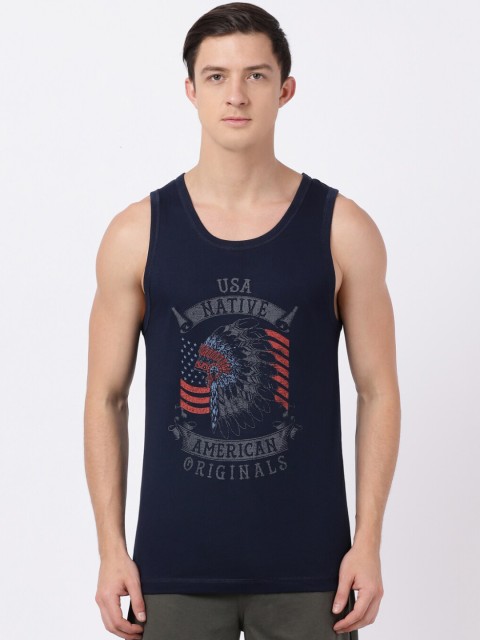 

Jockey Men Navy Blue Printed Cotton Lounge Tshirts