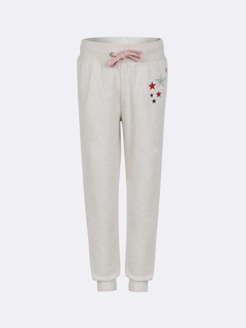 

Jockey Girls Cream Melange Pure Cotton Winter Joggers With Embroidered Detail