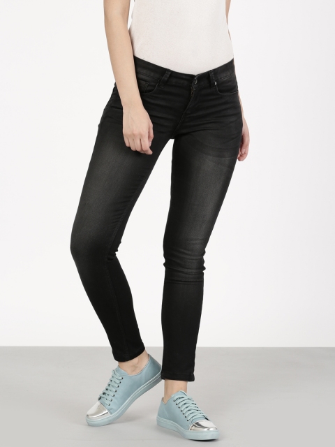 

ether Women Black Skinny Fit Mid-Rise Clean Look Stretchable Jeans