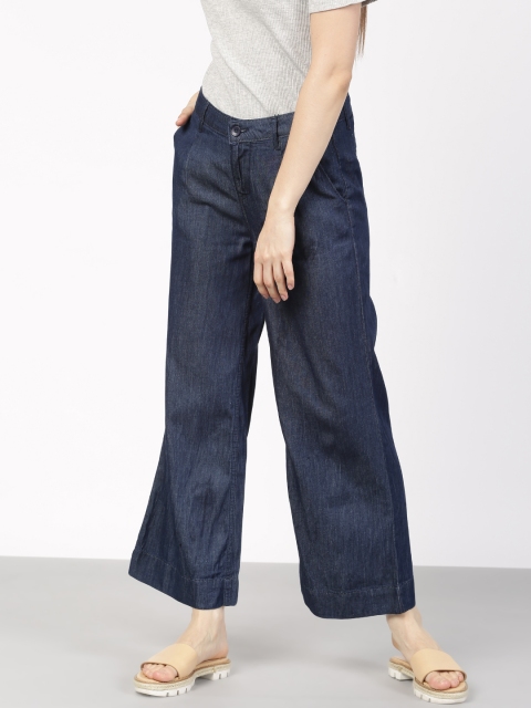 

Ether Women Blue Washed Denim Flared Trousers