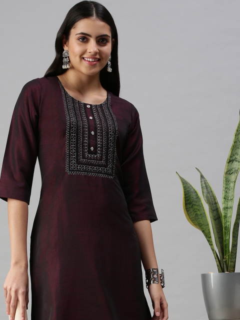 

SHOWOFF Women Purple Yoke Design Chiffon Kurta