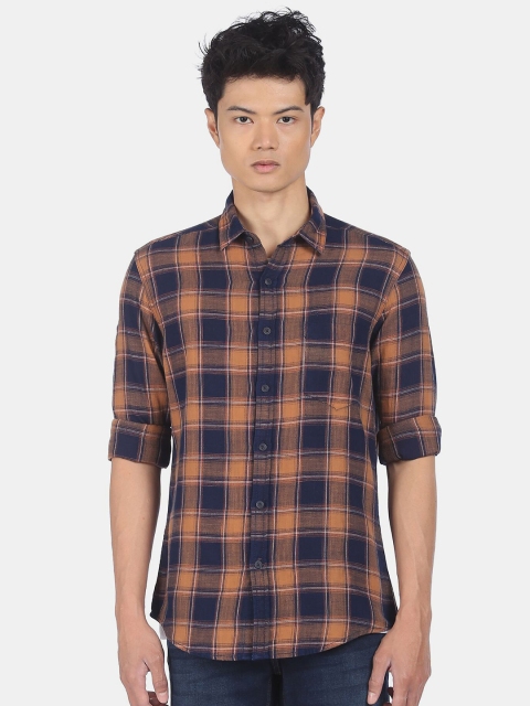 

Flying Machine Men Red Tartan Checks Checked Casual Shirt