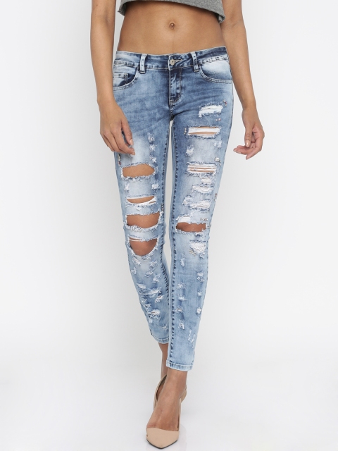 

Deal Jeans Blue Skinny Fit Mid Rise Highly Distressed Jeans