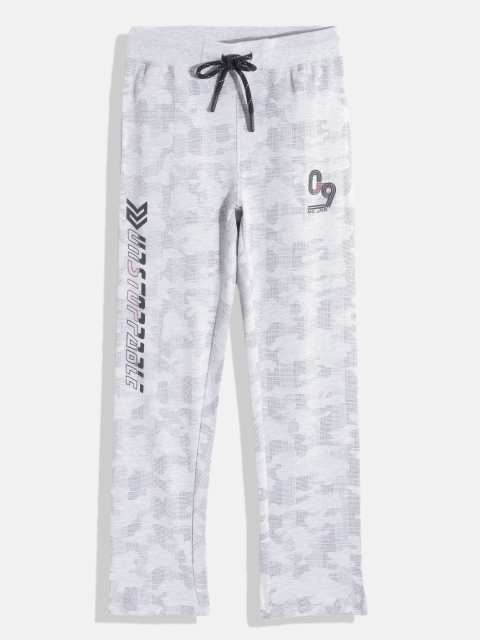 

Monte Carlo Boys White & Black Pure Cotton Abstract Print Track Pants, Grey melange