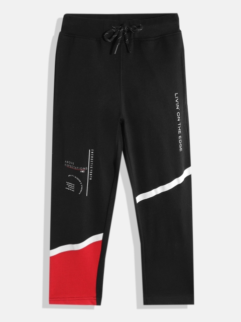 

Monte Carlo Boys Black & Red Pure Cotton Typography Print Track Pants