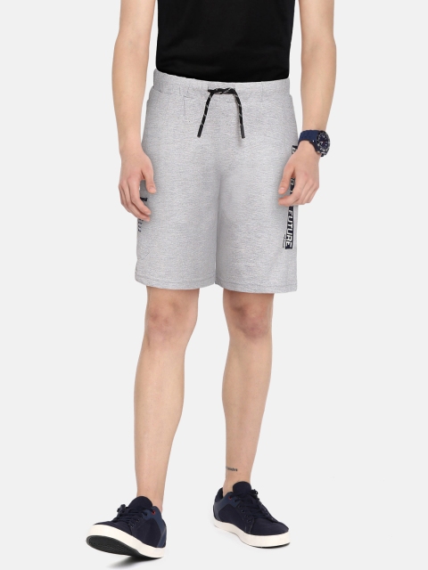 

Monte Carlo Boys Grey Melange & Navy Blue Pure Cotton Typography Print Shorts