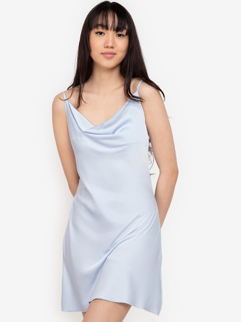 

ZALORA BASICS Blue Cowl Neck Slip Nightdress