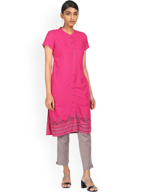 

Karigari Women Pink Thread Work Kurta