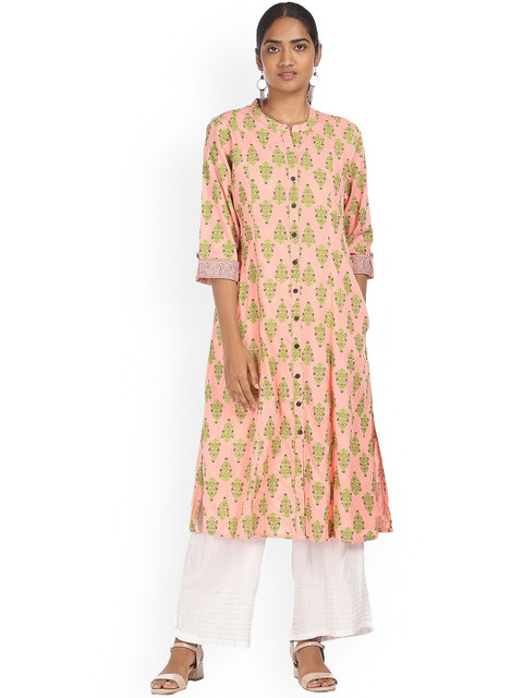 

Karigari Women Pink Floral Printed Anarkali Kurta