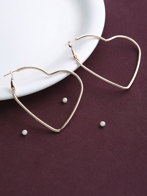 

justpeachy Gold-Plated Heart Shaped Hoop Earrings