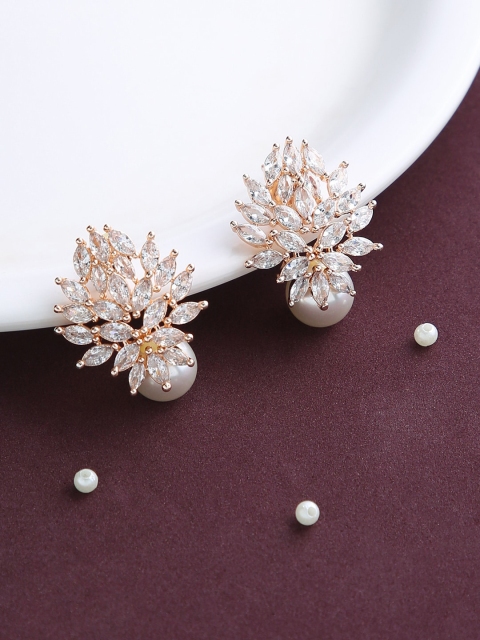 

justpeachy Women Rose Gold Contemporary Studs Earrings