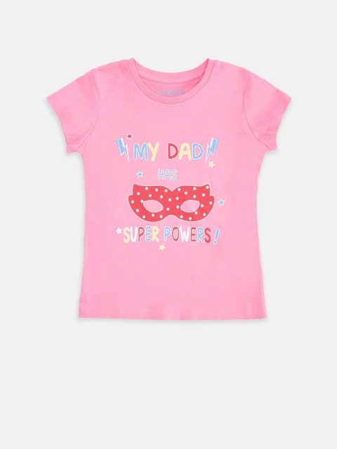 

Pantaloons Junior Girls Pink Typography Printed Applique T-shirt