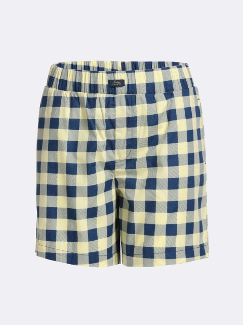 

Jockey Girls Teal Blue & Yellow Checked Loose Fit Shorts