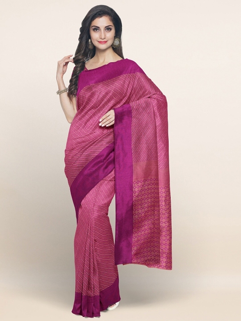 

Pothys Magenta & Copper-Toned Striped Zari Saree