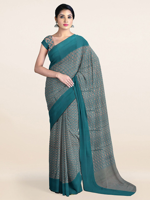 

Pothys Green & Gold Woven Design Cotton Saree