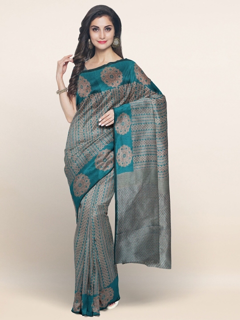

Pothys Green & Grey Woven Design Zari Cotton Blend Saree