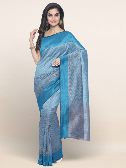 

Pothys Blue Geometric Printed Saree