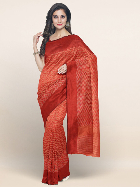 

Pothys Red & Gold-Toned Woven Design Saree