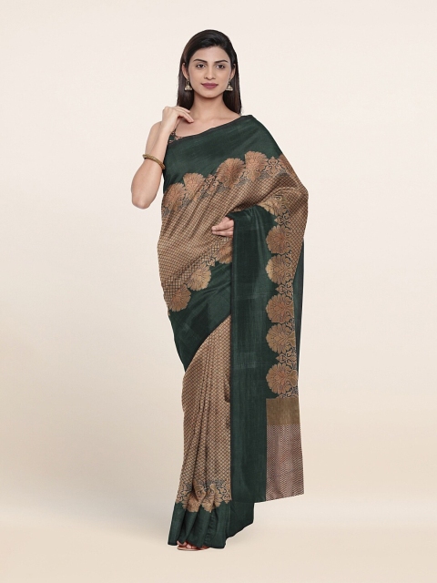 

Pothys Green & Gold-Toned Woven Design Zari Saree