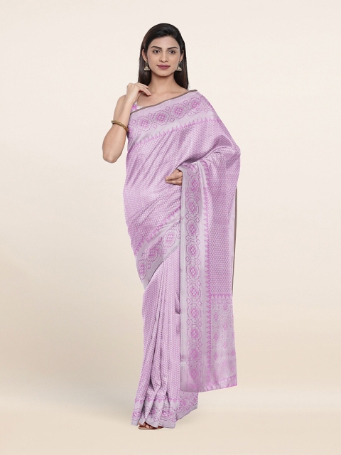 

Pothys Lavender & Silver-Toned Floral Zari Art Silk Saree