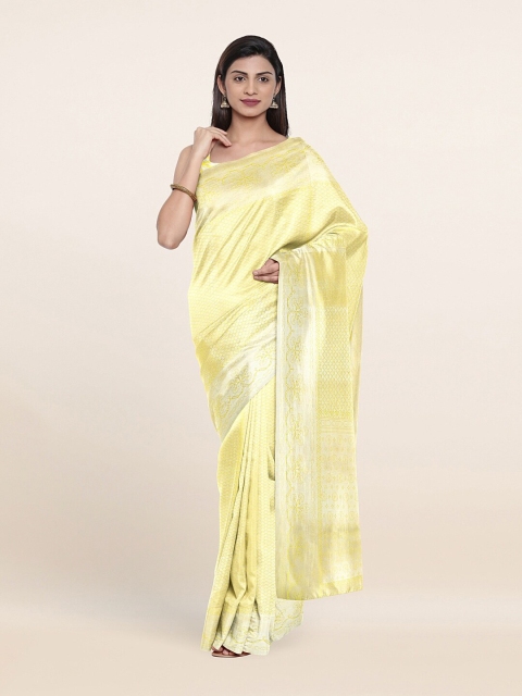 

Pothys Yellow & Silver-Toned Woven Design Zari Art Silk Saree