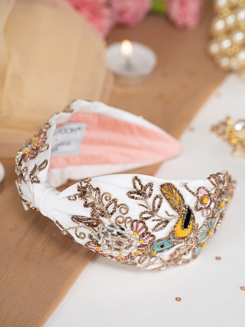 

Payal Singhal Women Ivory White Zuri Bird Headband, Off white