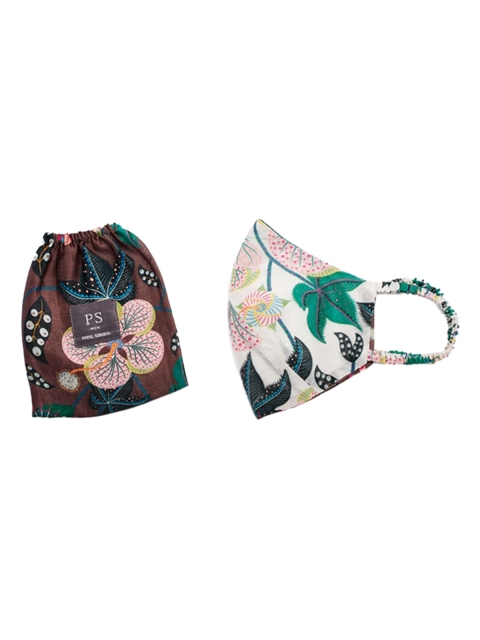 

PS MEN BY PAYAL SINGHAL Men White & Brown Printed Reversible 3 Ply Mask with Pouch