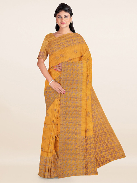 

Pothys Mustard & Brown Woven Design Saree