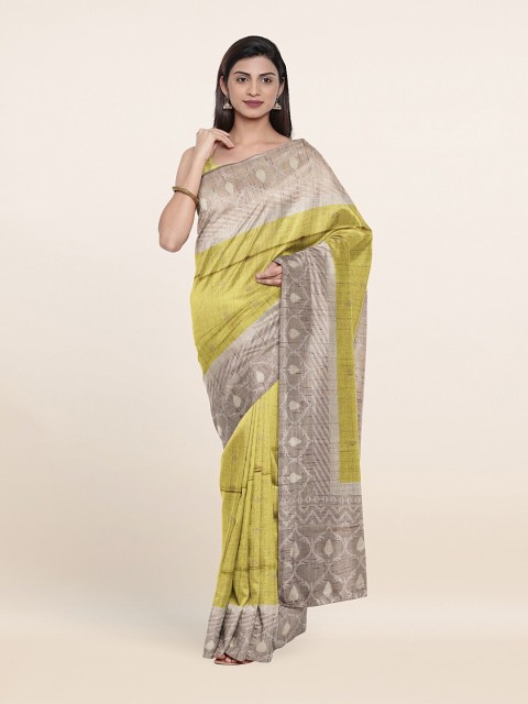 

Pothys Green & Beige Floral Zari Saree