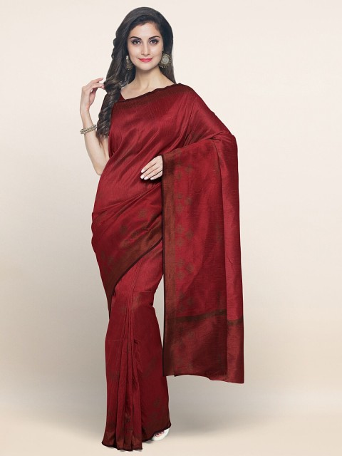 

Pothys Maroon & Copper-Toned Woven Design Banarasi Saree