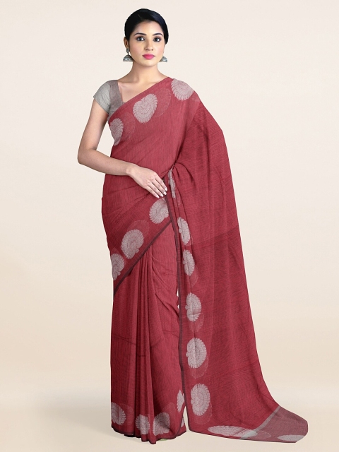 

Pothys Maroon & Silver-Toned Zari Saree