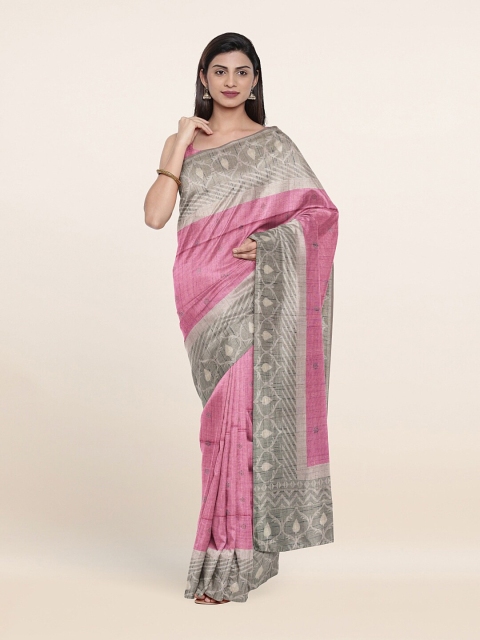 

Pothys Pink & Grey Woven Design Banarasi Saree