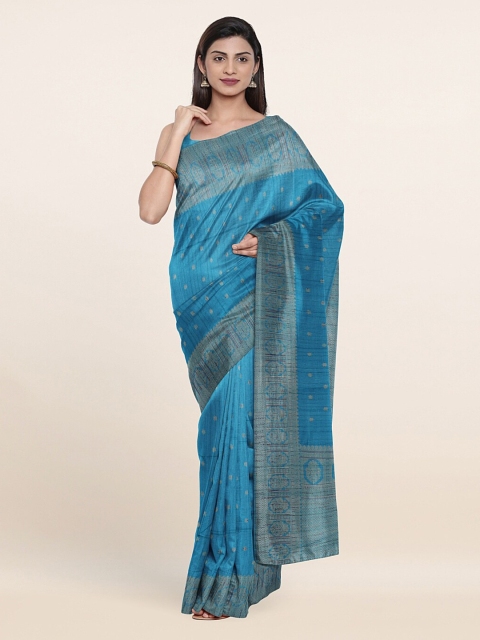 

Pothys Blue & Grey Woven Design Zari Banaras Silk Saree