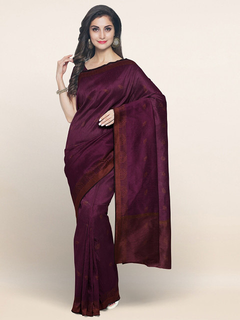 

Pothys Purple & Brown Ethnic Motifs Banarasi Saree