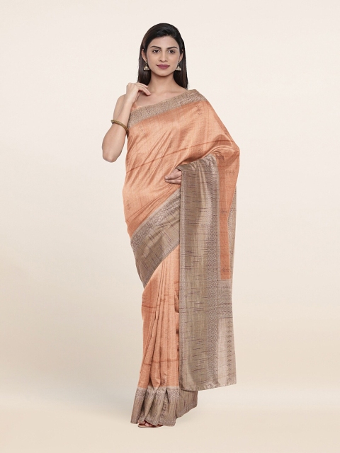 

Pothys Peach-Coloured & Beige Woven Design Banarasi Saree