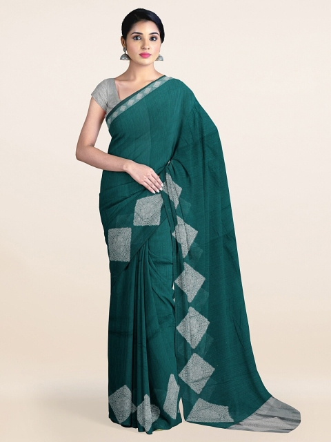 

Pothys Green & Silver-Toned Silk Zari Saree