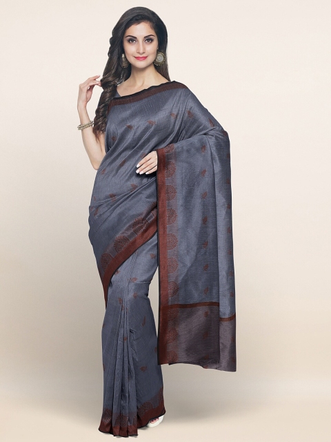 

Pothys Grey & Brown Ethnic Motifs Saree