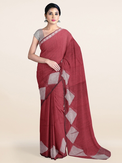 

Pothys Maroon & Silver Solid Cotton Saree