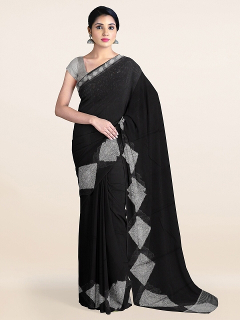 

Pothys Black & Silver Ethnic Motifs Zari Saree