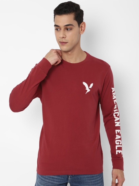 

AMERICAN EAGLE OUTFITTERS Men Red Typography Printed Cotton T-shirt