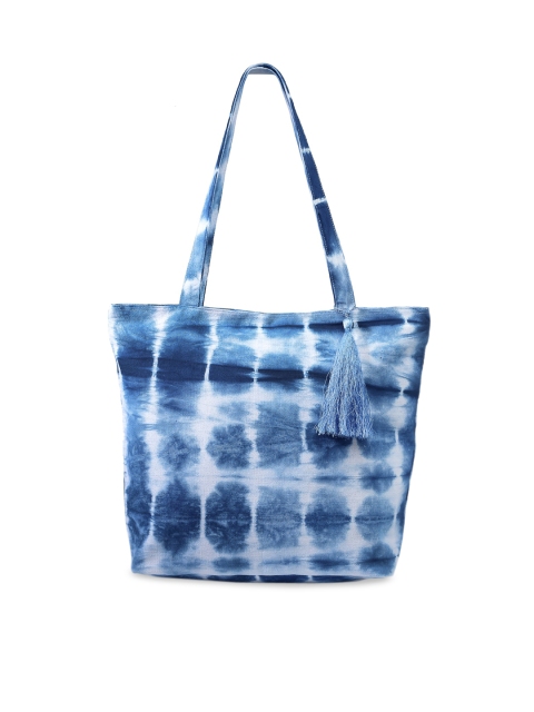 

J Style Blue & White Shopper Shoulder Bag with Tasselled